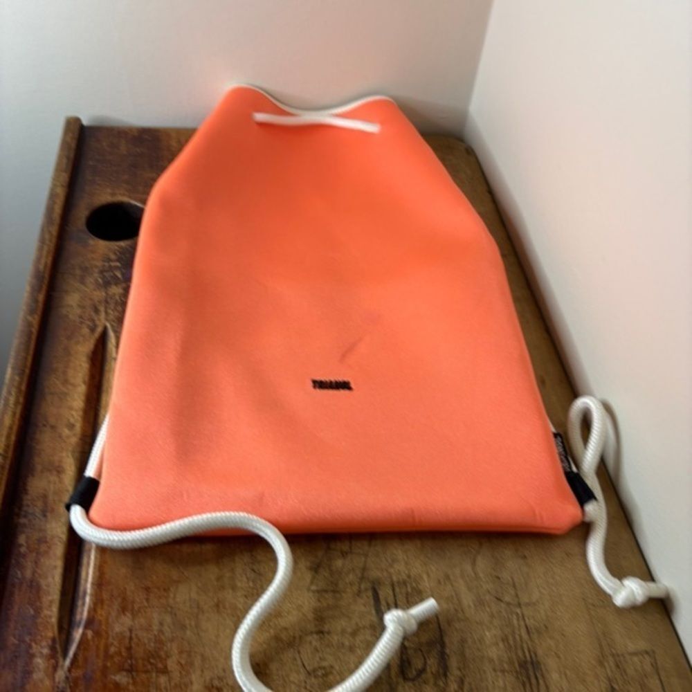 Triangl Orange Neoprene Drawstring Swimsuit Beach Swimwear Bag see pix of stain